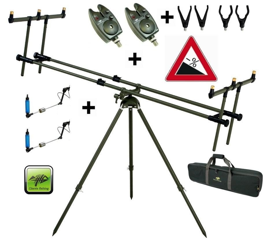 Giants Fishing Stojan Tri Pod Specialist 3 Rods + 2x hlásič + 2x indikátor záběru 4x rohatinky zdarma