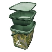 Bait-Tech Kbelík 8L Square Camo Bucket with Insert Tray